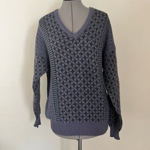 Mondi Vintage Retro Cable V-Neck Ski Thick Chunky Forenza Sweater Teal